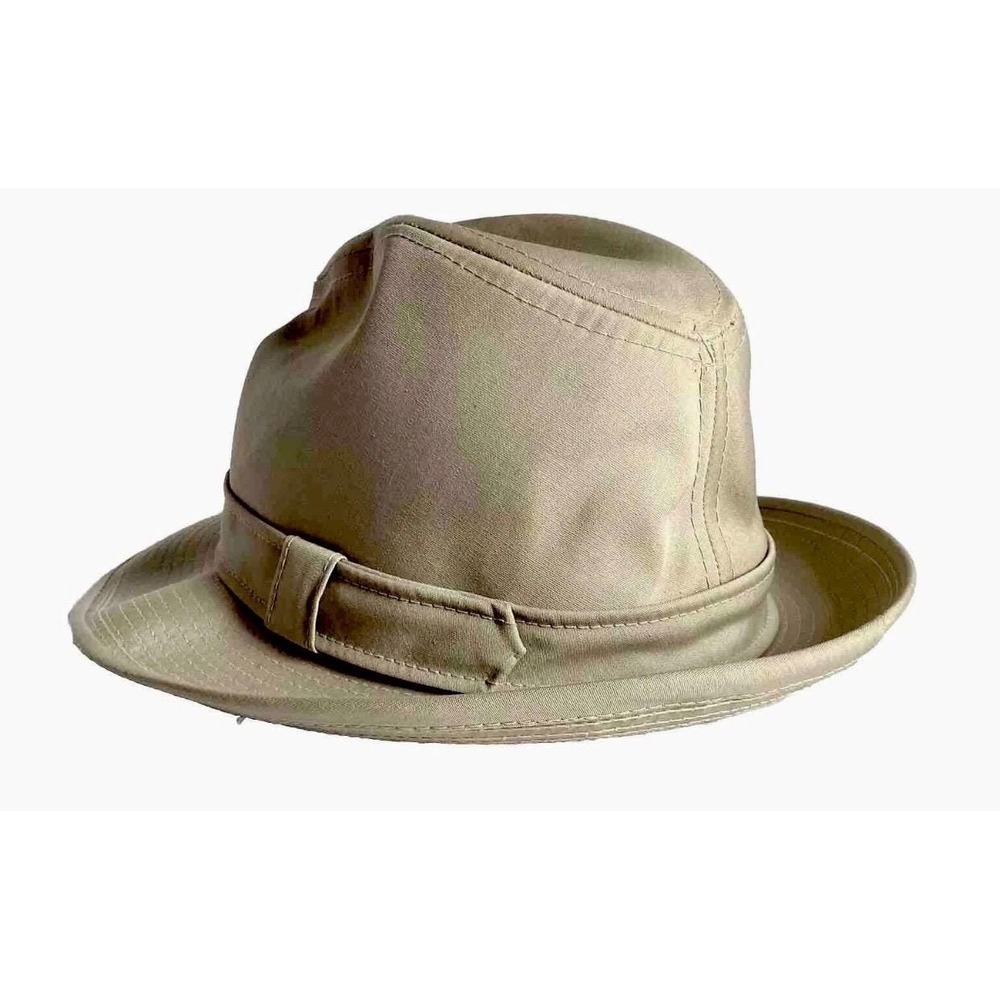 London Fog Trilby Hat 71/8 Tan Beige Natural L3110 Vintage Retro Gentlemen